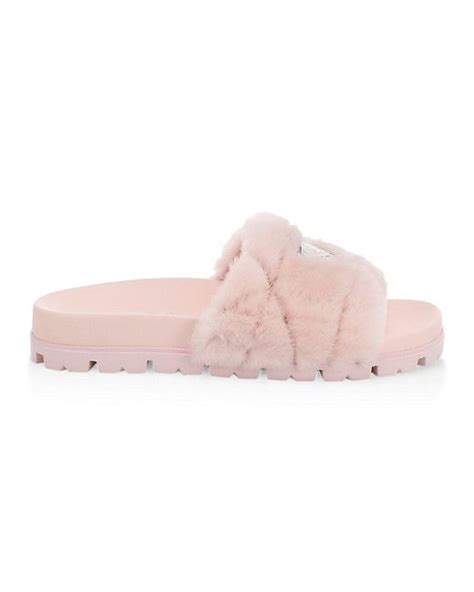 pink fur prada slides|designer Prada slides.